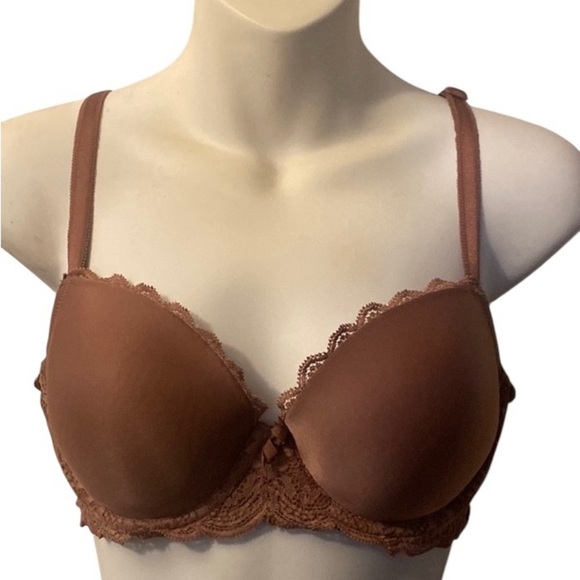 VICTORIA’S  SECRET Elegant Lace Trim light  pinkish Brown  Bra - Picture 1 of 6